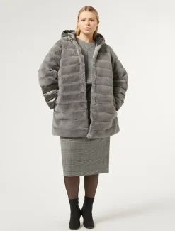 Marina Rinaldi Cappotti & Trench | Cappotti & Trench*Giaccone in tessuto effetto pelliccia e tela di nylon GRIGIOMEDIO