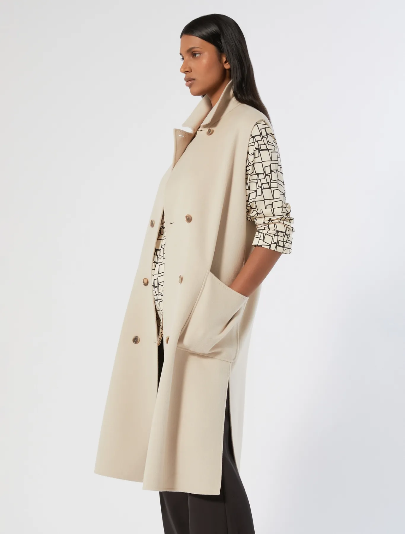 Marina Rinaldi Cappotti & Trench | Cappotti & Trench*Gilet in double di lana e cachemire BEIGE