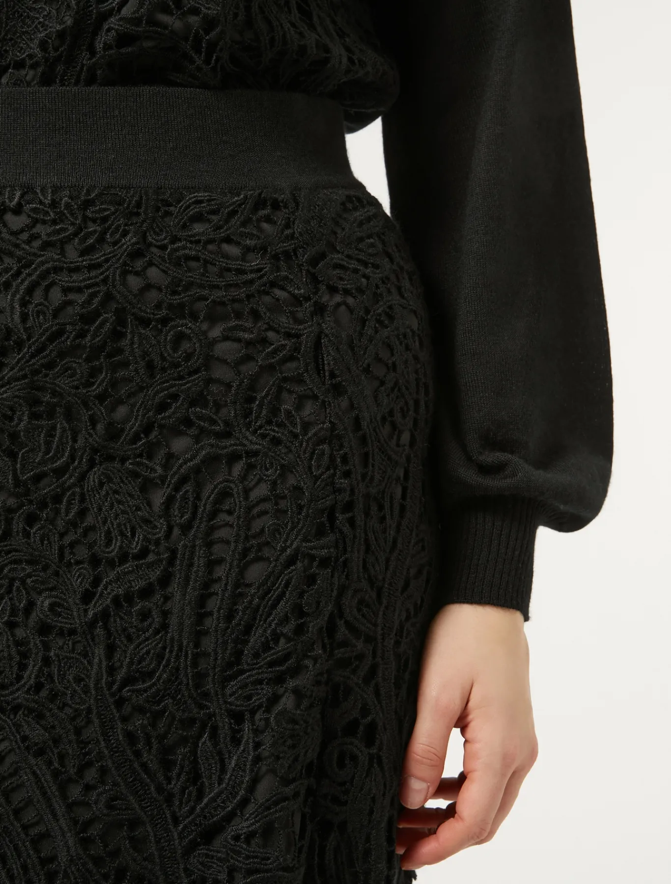 Marina Rinaldi Gonne | Gonne*Gonna con ricamo macramè NERO