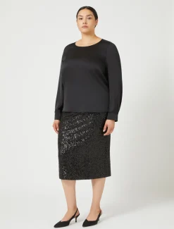 Marina Rinaldi Gonne | Gonne*Gonna in jersey e paillettes NERO