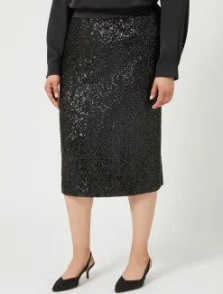 Marina Rinaldi Gonne | Gonne*Gonna in jersey e paillettes NERO