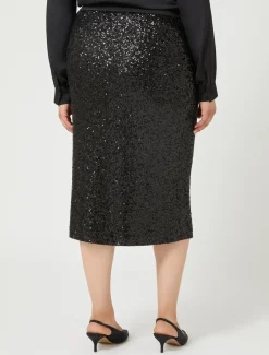 Marina Rinaldi Gonne | Gonne*Gonna in jersey e paillettes NERO