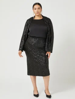 Marina Rinaldi Gonne | Gonne*Gonna in jersey e paillettes NERO