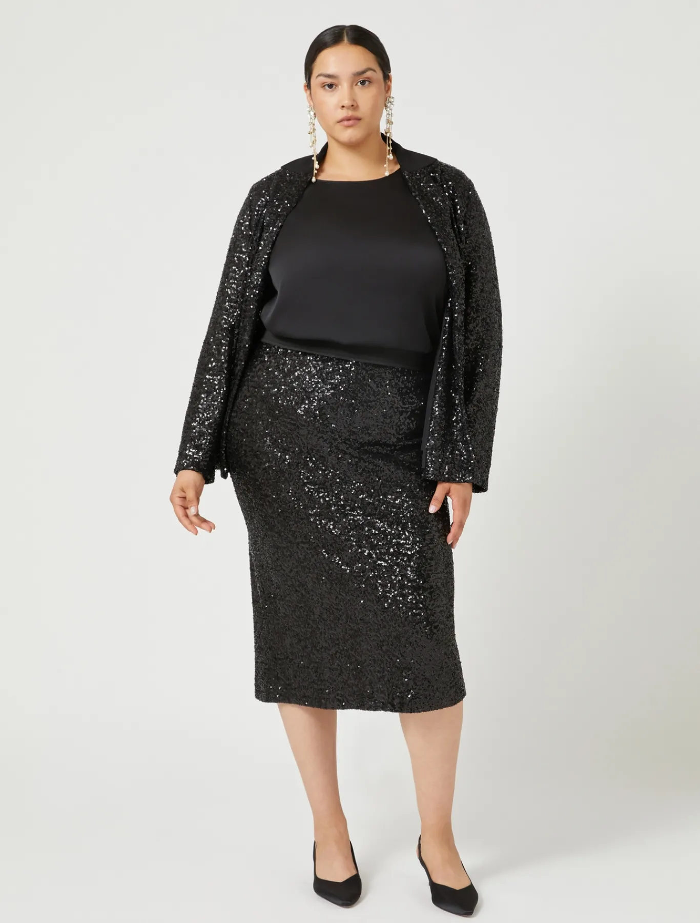 Marina Rinaldi Gonne | Gonne*Gonna in jersey e paillettes NERO
