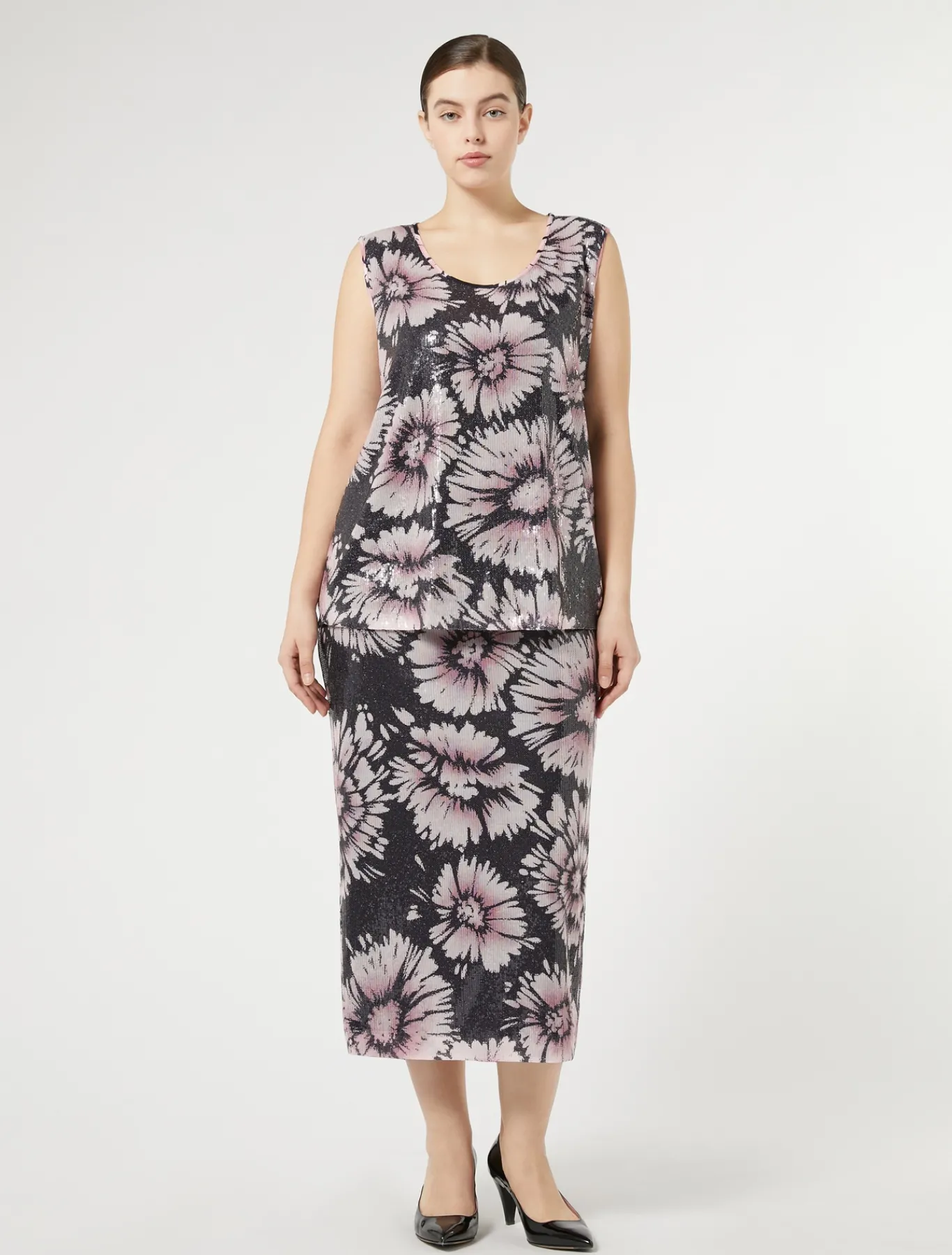 Marina Rinaldi Pantaloni E Gonne | Selezione Elegante*Gonna in paillettes e raso BLUNOTTE