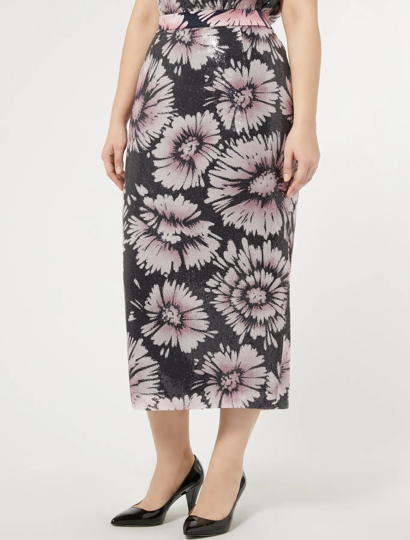 Marina Rinaldi Pantaloni E Gonne | Selezione Elegante*Gonna in paillettes e raso BLUNOTTE
