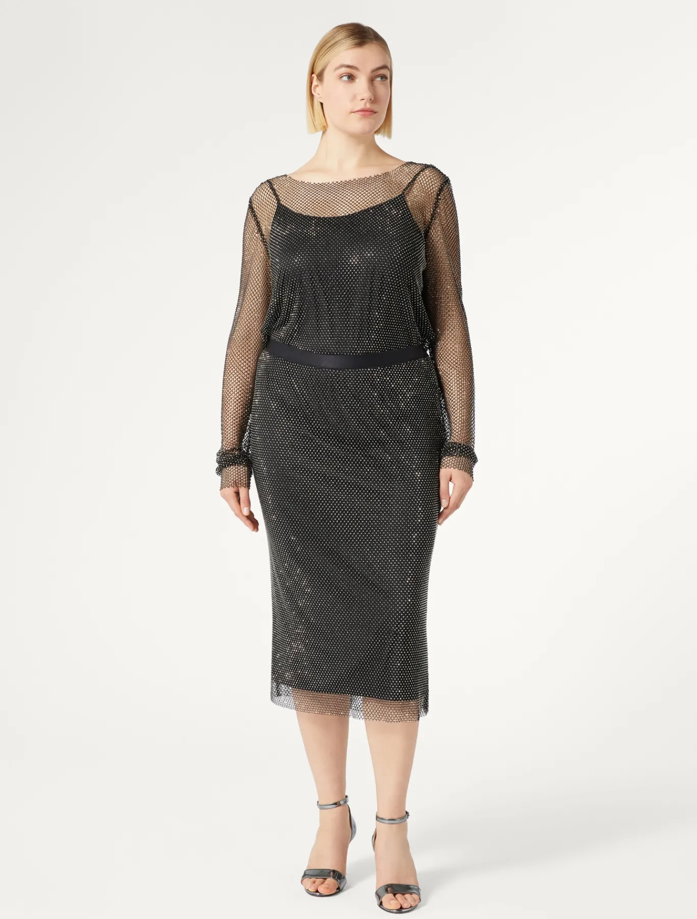 Marina Rinaldi Gonne | Gonne*Gonna in rete con strass NERO