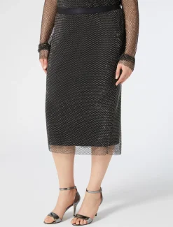Marina Rinaldi Gonne | Gonne*Gonna in rete con strass NERO