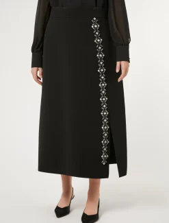 Marina Rinaldi Pantaloni E Gonne | Gonne*Gonna lunga in cady con strass NERO