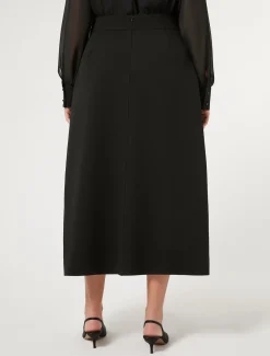 Marina Rinaldi Pantaloni E Gonne | Gonne*Gonna lunga in cady con strass NERO