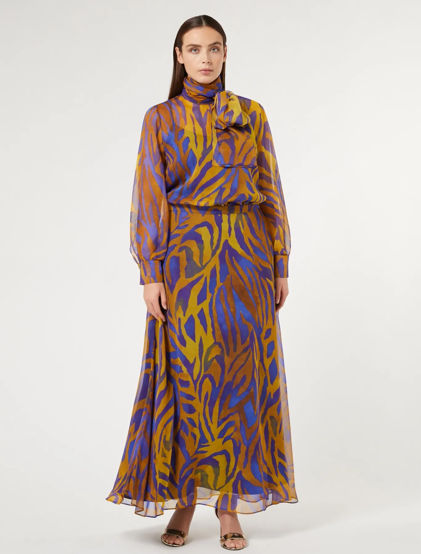 Marina Rinaldi Pantaloni E Gonne | Collezione Elegante*Gonna lunga in georgette di seta ORO