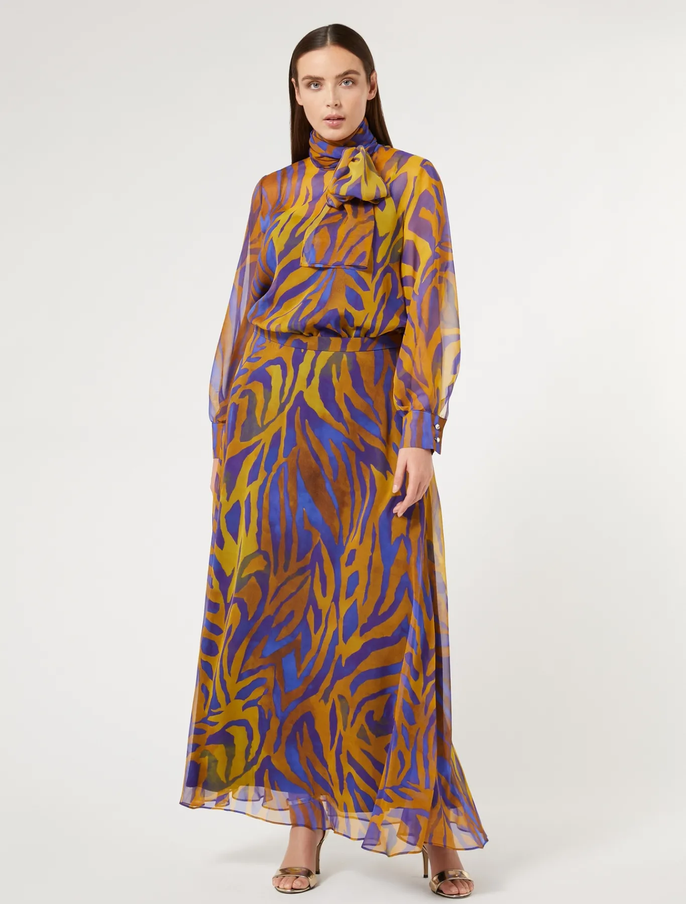 Marina Rinaldi Pantaloni E Gonne | Collezione Elegante*Gonna lunga in georgette di seta ORO