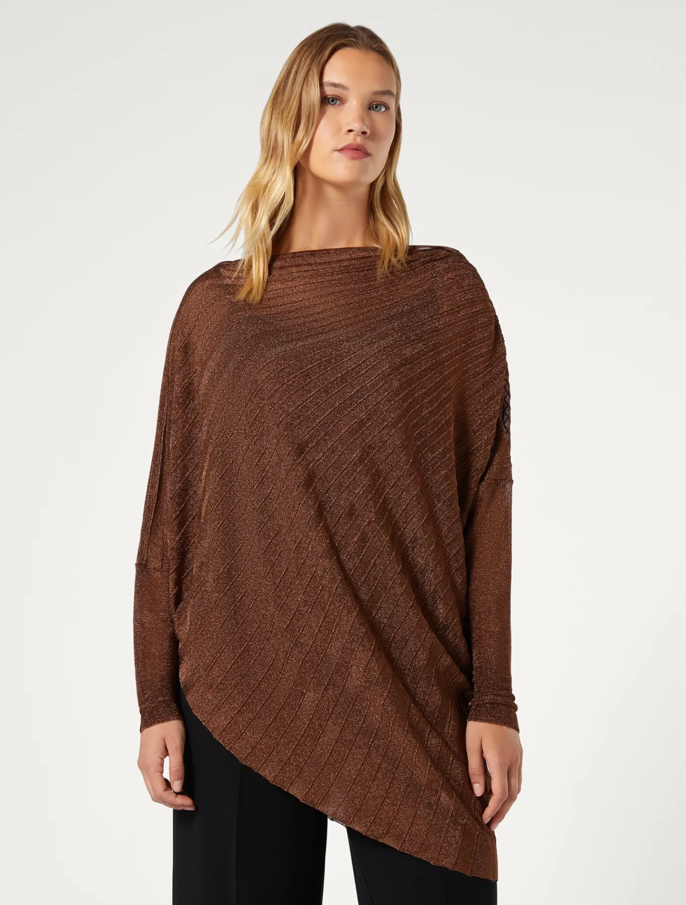 Marina Rinaldi Maglieria | Maglieria*Maglia asimmetrica a coste CARAMEL