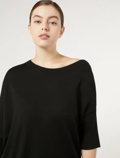 Marina Rinaldi Maglieria | Maglieria*Maglia asimmetrica in lana NERO