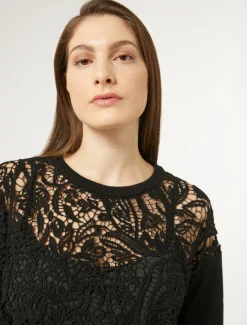 Marina Rinaldi Maglieria | Maglieria*Maglia con ricamo macramè NERO