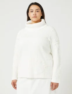 Marina Rinaldi Maglieria | Maglieria*Maglia in cotone con ricami BIANCOOTTICO