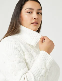 Marina Rinaldi Maglieria | Maglieria*Maglia in cotone con ricami BIANCOOTTICO