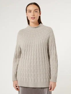 Marina Rinaldi Maglieria | Maglieria*Maglia in misto cachemire a trecce TORTORA