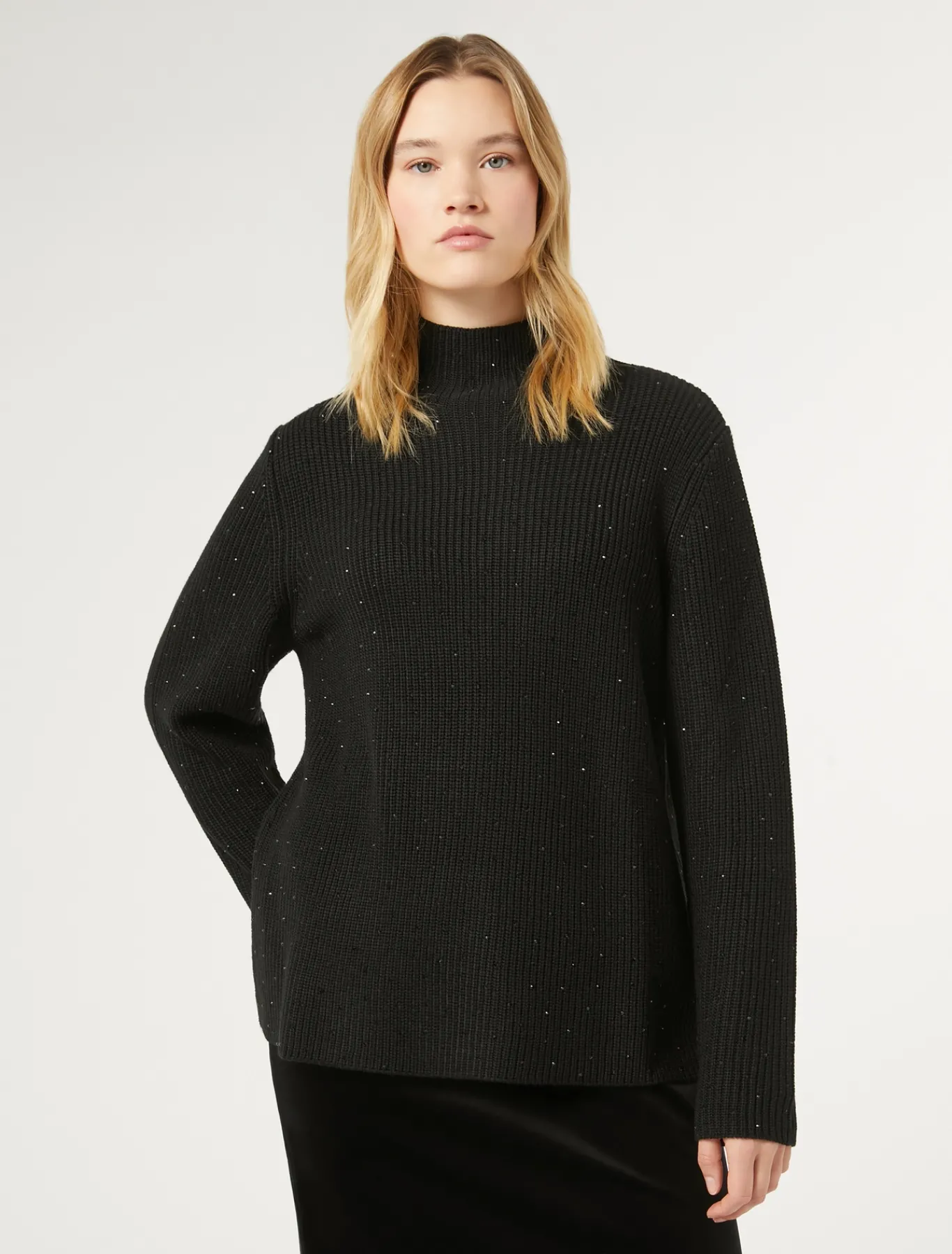 Marina Rinaldi Maglieria | Maglieria*Maglia in misto lana con strass NERO