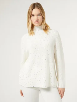 Marina Rinaldi Maglieria | Maglieria*Maglia in misto lana con strass BIANCO