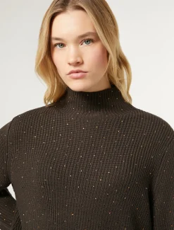 Marina Rinaldi Maglieria | Maglieria*Maglia in misto lana con strass CIOCCOLATO
