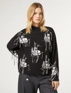 Marina Rinaldi Maglieria | Maglieria*Maglia in misto lana jacquard BLUNOTTE