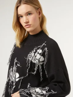 Marina Rinaldi Maglieria | Maglieria*Maglia in misto lana jacquard BLUNOTTE