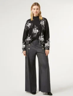 Marina Rinaldi Maglieria | Maglieria*Maglia in misto lana jacquard BLUNOTTE