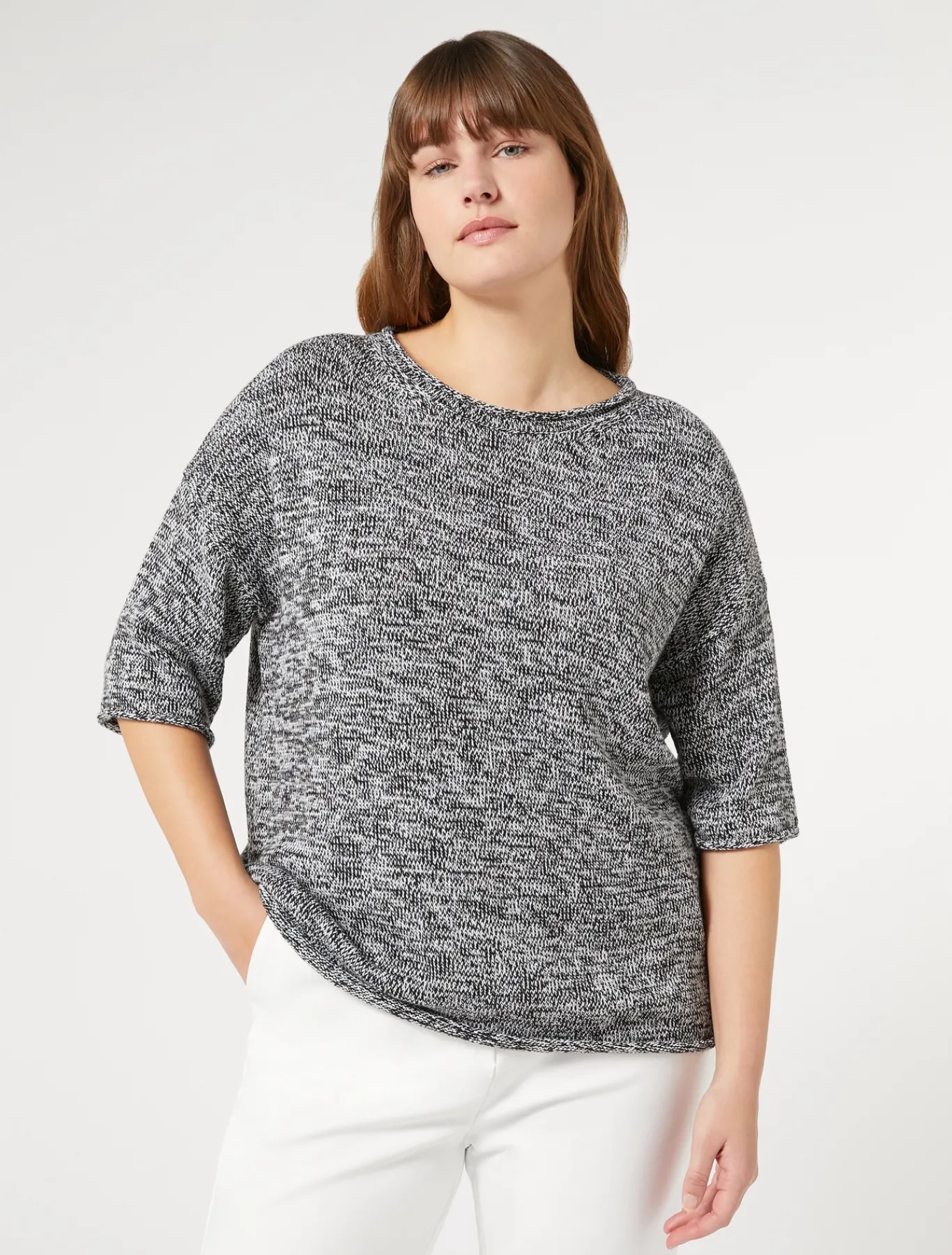 Marina Rinaldi Maglieria | Maglieria*Maglia in misto lana mouliné NERO