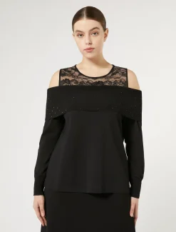 Marina Rinaldi Giacche | Maglieria*Maglia in viscosa con ricamo NERO