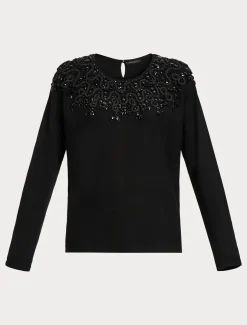 Marina Rinaldi Giacche | Maglieria*Maglia in viscosa con ricamo NERO