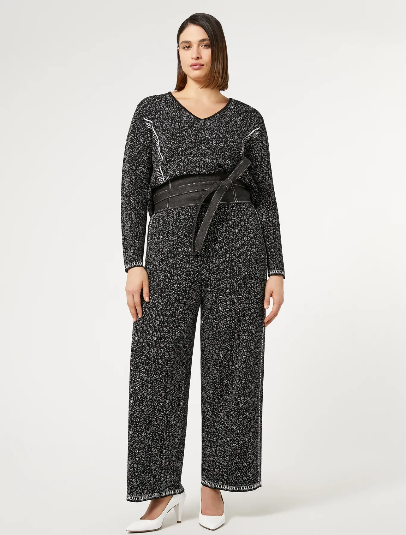 Marina Rinaldi Maglieria | Maglieria*Maglia in viscosa jacquard NEROBIANCO