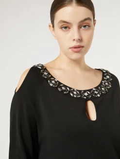 Marina Rinaldi Giacche | Maglieria*Maglia in viscosa ricamata NERO