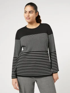 Marina Rinaldi Maglieria | Maglieria*Maglia in viscosa stretch NEROBIANCO