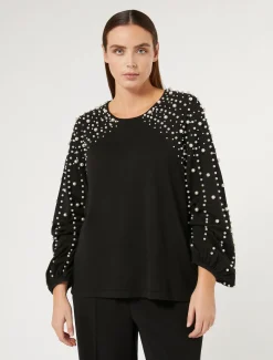 Marina Rinaldi Giacche | Maglieria*Maglia in viscosa stretch con perle NERO