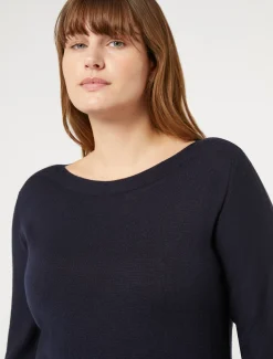 Marina Rinaldi Maglieria | Maglieria*Maglia seamless in lana BLUNOTTE