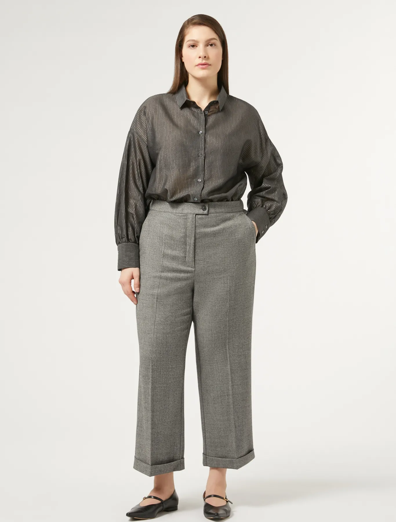 Marina Rinaldi Pantaloni & Jeans | Pantaloni & Jeans*Pantaloni in flanella di lana GRIGIOSCURO