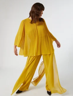 Marina Rinaldi Pantaloni & Jeans | Pantaloni E Gonne*Pantaloni in georgette ORO