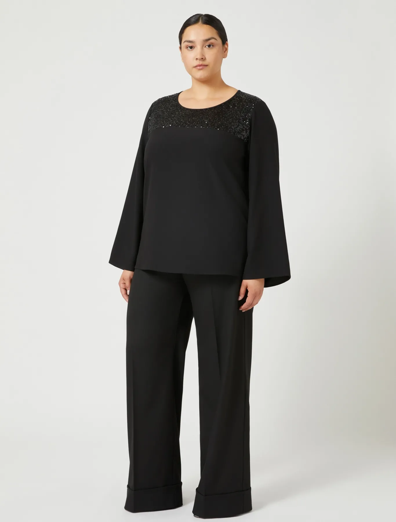 Marina Rinaldi Pantaloni & Jeans | Pantaloni & Jeans*Pantaloni in tessuto tinto filo e viscosa NERO