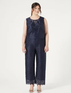 Marina Rinaldi Pantaloni E Gonne | Pantaloni & Jeans*Pantaloni in tulle ricamato BLUMARINO