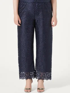 Marina Rinaldi Pantaloni E Gonne | Pantaloni & Jeans*Pantaloni in tulle ricamato BLUMARINO