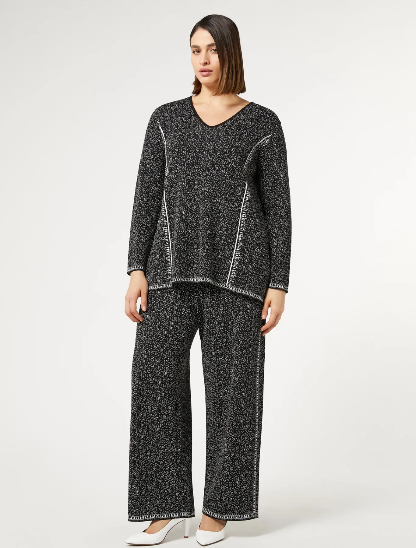 Marina Rinaldi Pantaloni & Jeans | Pantaloni & Jeans*Pantaloni in viscosa jacquard NEROBIANCO