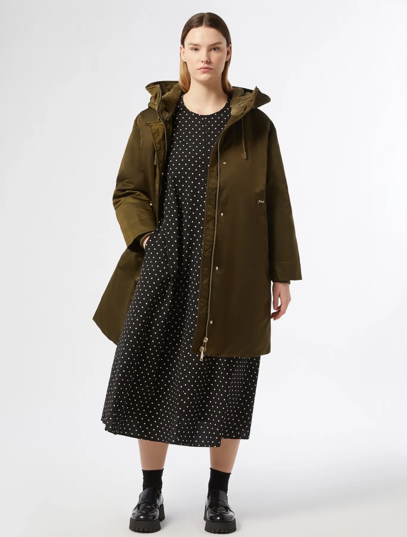 Marina Rinaldi Piumini | Piumini*Parka lungo imbottito in twill VERDEOLIVA