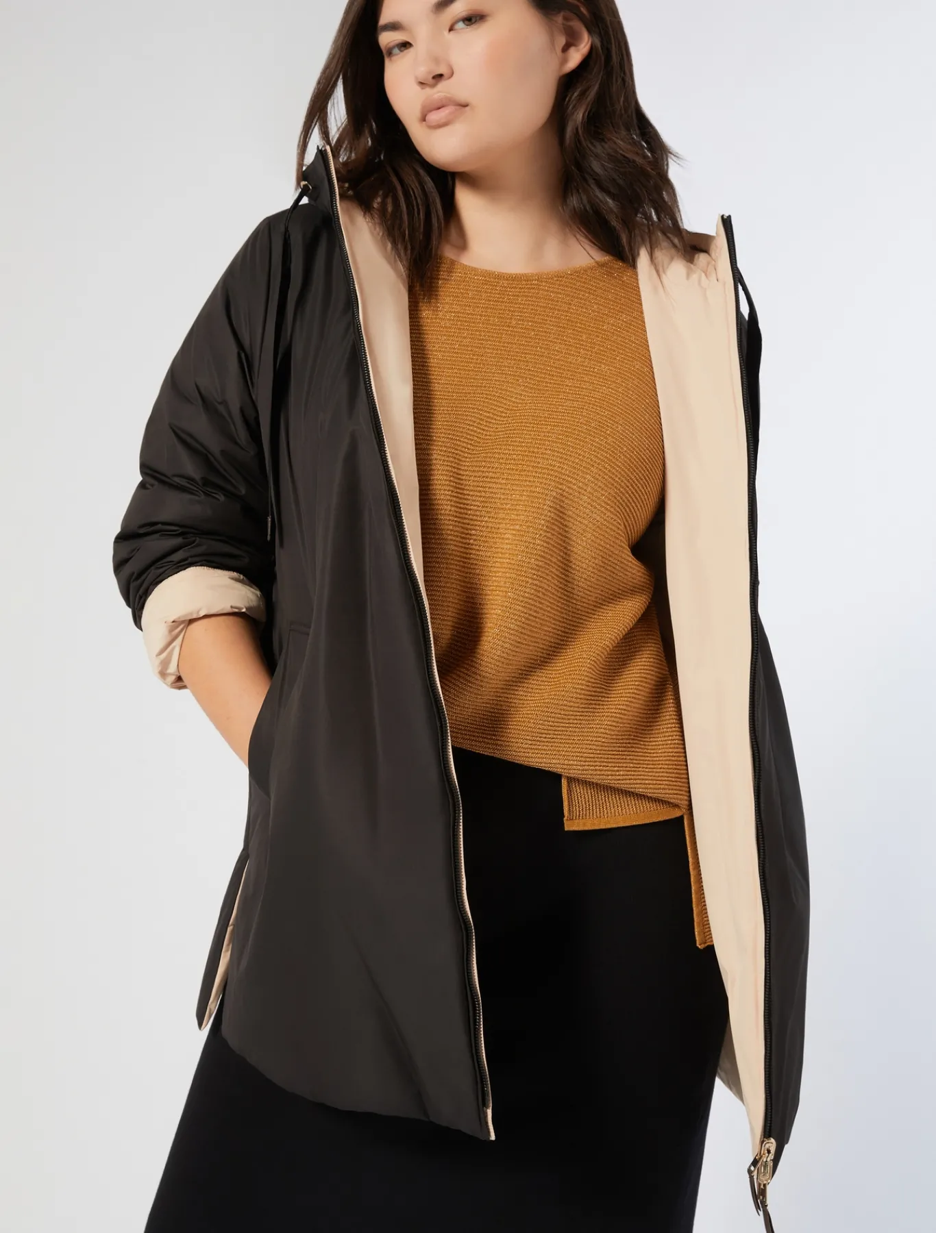 Marina Rinaldi Piumini | Piumini*Parka reversibile in tela tecnica antigoccia NERO