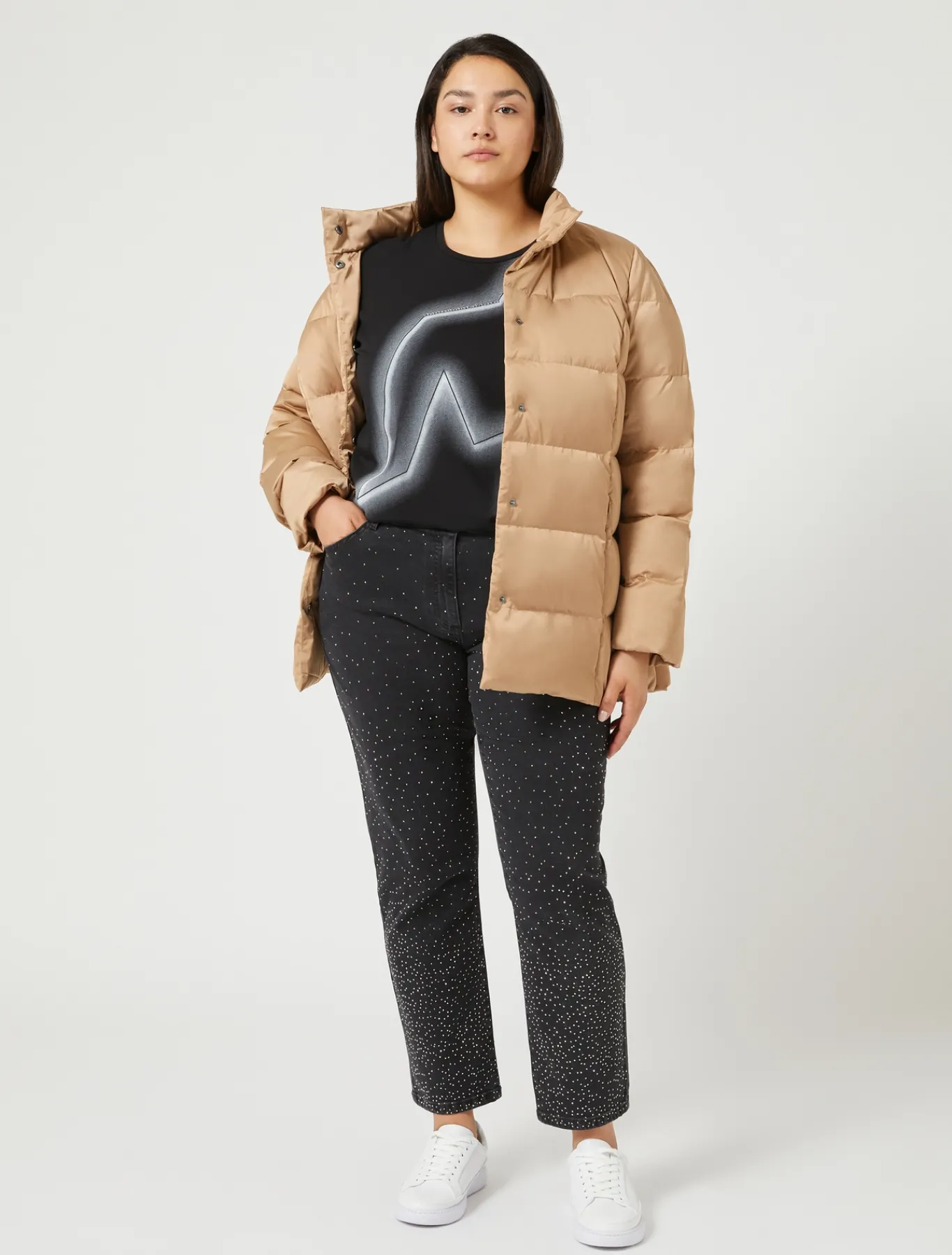 Marina Rinaldi Piumini | Piumini*Piumino in raso CAMMELLO