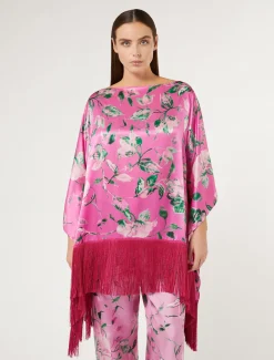 Marina Rinaldi Giacche | Camicie & Bluse*Poncho in raso di seta ROSA