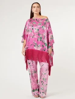Marina Rinaldi Giacche | Camicie & Bluse*Poncho in raso di seta ROSA