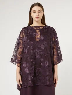 Marina Rinaldi Giacche | Collezione Elegante*Poncho in tulle ricamato BORDEAUX