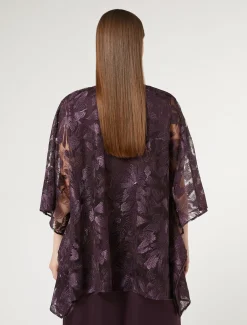 Marina Rinaldi Giacche | Collezione Elegante*Poncho in tulle ricamato BORDEAUX