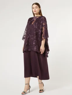 Marina Rinaldi Giacche | Collezione Elegante*Poncho in tulle ricamato BORDEAUX